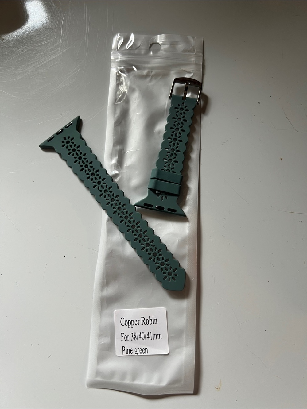 Pine Green Floral Silicone Watch Band for Women